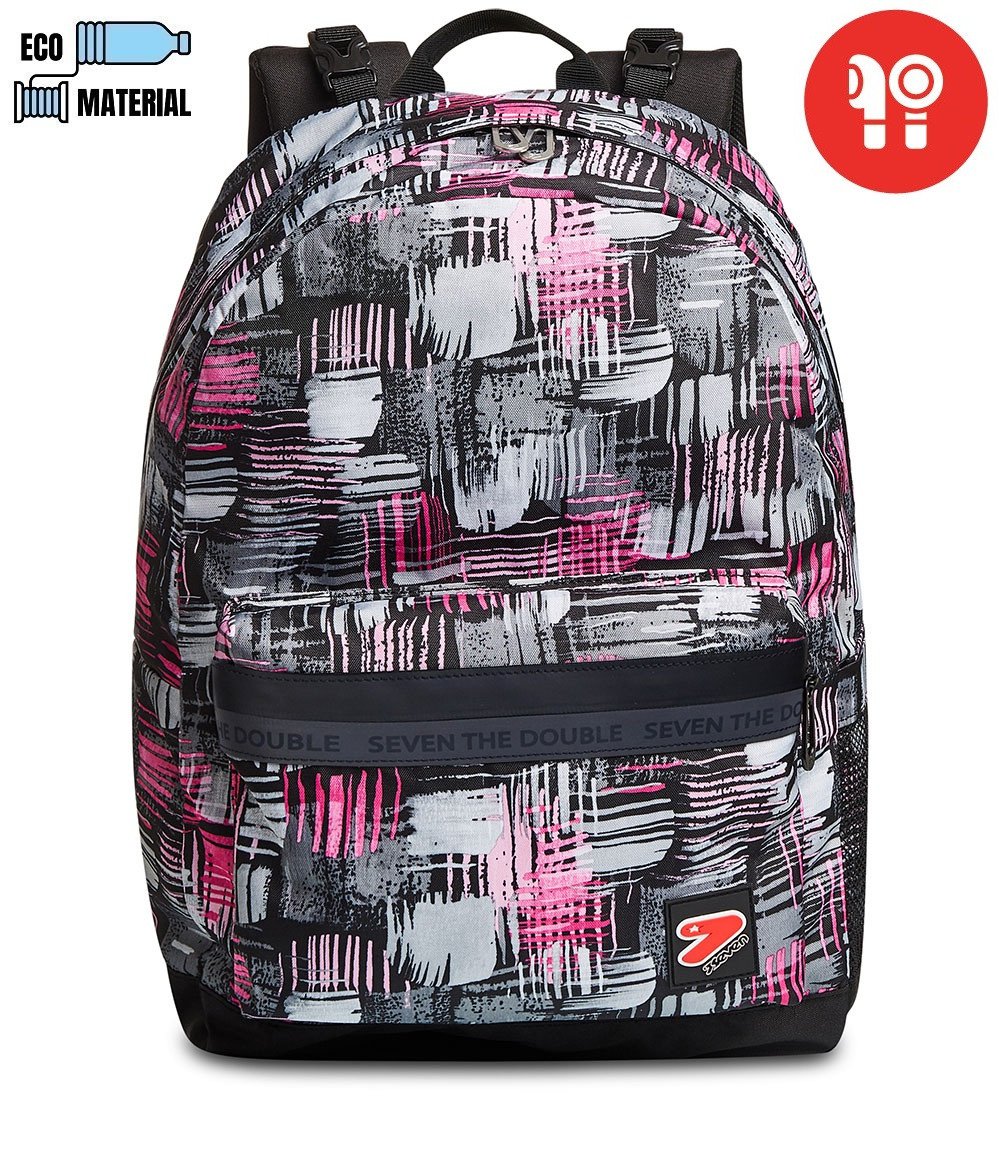 ZAINO REVERSIBLE BACKPACK SEVEN DIGITAL TOUCH - GRIGIO FUCSIA NERO